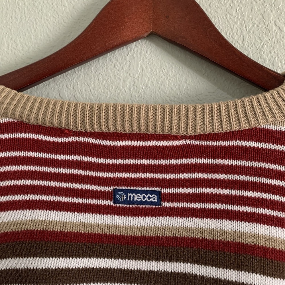 Vintage Mecca Sweater Mens 2XL Pullover White striped Hip Hop Y2K 90s 1990s - Picture 10 of 16